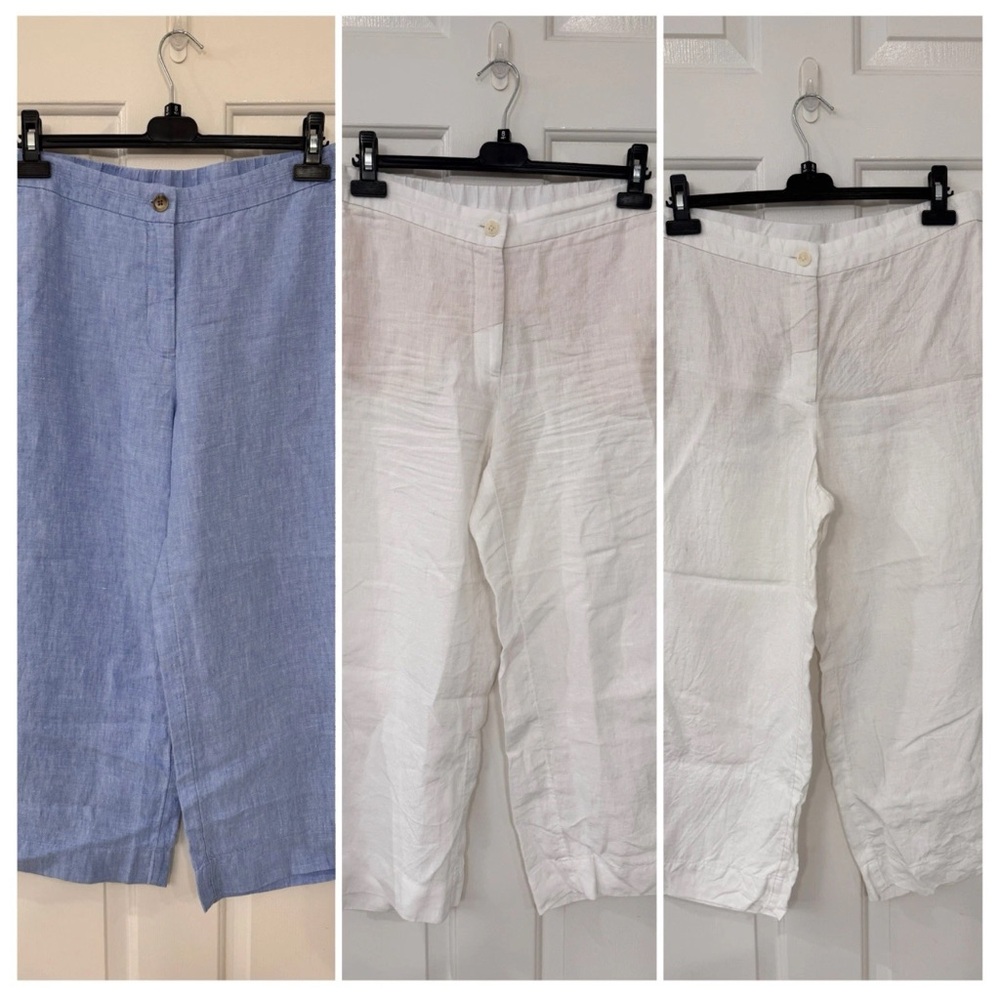 J. Jill Light Blue & White Linen Pants